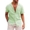 Men's Tops Casual Button Down Shirt Short Sleeve Beach Shirt Summer Mens Clothing - Light green, M