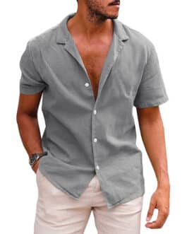 Men’s Tops Casual Button Down Shirt Short Sleeve Beach Shirt Summer Mens Clothing