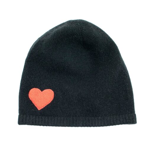 CASHMERE  HAT WITH HEART PATCH - Image 2