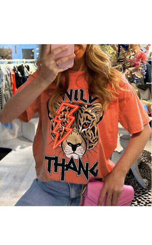 Ladies Oversized Tiger Lightning Wild Thang Short Sleeves T Shirt Top - Image 6