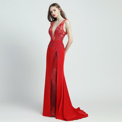 Lace Beaded Toast Dress Temperament Long Style - Image 5