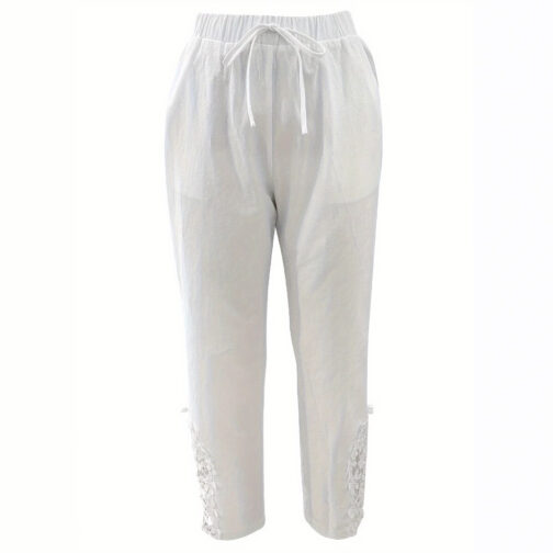Women's Lace Stitching Drawstring Straight Casual Pants - Image 6