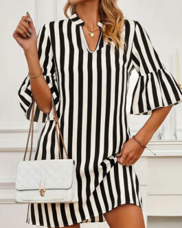 A- Line Skirt Half Sleeve Flared Sleeves Loose Short Skirt Dress