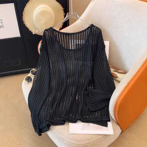 Flab Hiding Sun Protective Blouse Round Neck Design Long Sleeve Top - Image 6
