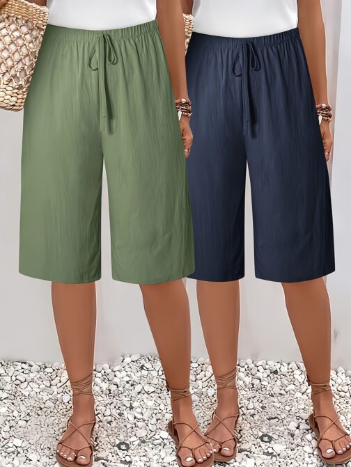 2PCs Plus Size WOMEN'S Shorts-casual Beach Pants - Image 6