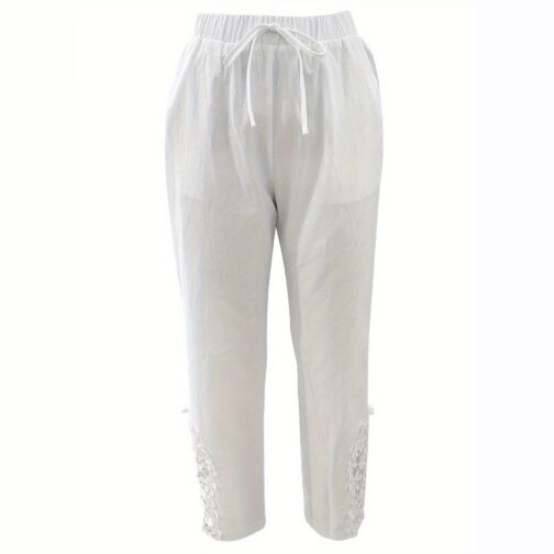 Women's Lace Stitching Drawstring Straight Casual Pants - Image 3