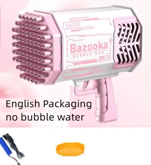 Bubble Gun Rocket 69 Holes Soap Bubbles Machine Gun Shape Automatic Blower With Light Toys For Kids Pomperos - Image 3