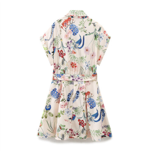 Floral Printed Silk Satin Texture Dress - Image 2