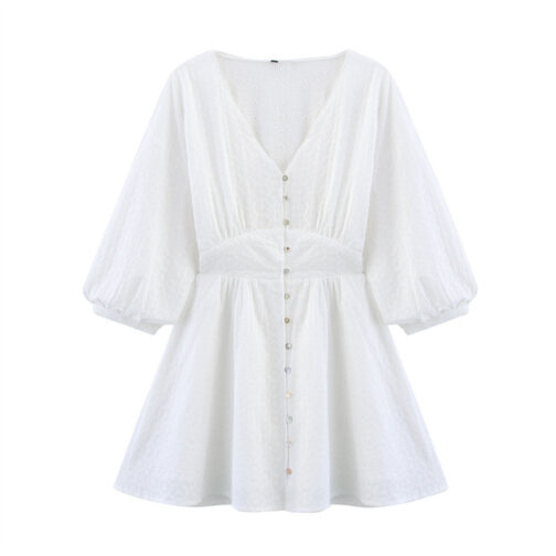 Fashion Hollowed-out Embroidery Mini Dress - Image 5