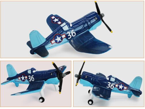 Model blue vintage fighter plane toy.