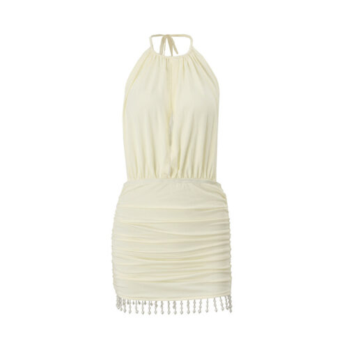 Sexy Backless Solid Color Slim Fit Short Hip-hugger Dress - Image 6