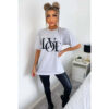 Ladies Oversized Love Print Slogan Short Sleeves T Shirt Top