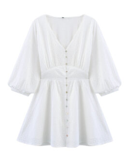Fashion Hollowed-out Embroidery Mini Dress