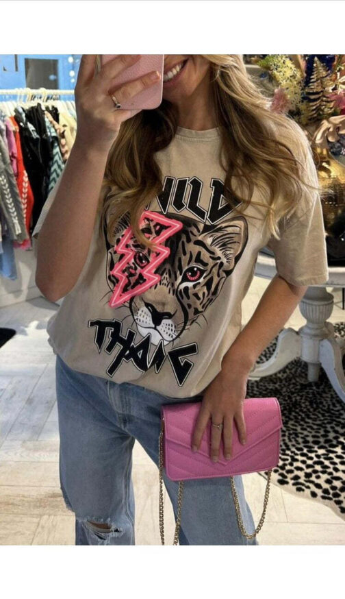 Ladies Oversized Tiger Lightning Wild Thang Short Sleeves T Shirt Top - Image 5