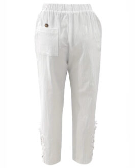 Women’s Lace Stitching Drawstring Straight Casual Pants