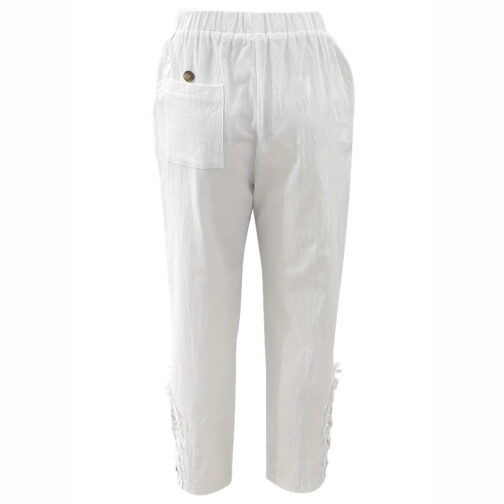 Women's Lace Stitching Drawstring Straight Casual Pants - Image 2