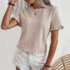 Round Neck Knitted Summer Short Sleeve - Apricot, S