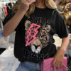 Ladies Oversized Tiger Lightning Wild Thang Short Sleeves T Shirt Top