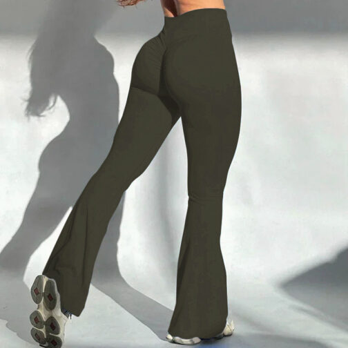Yoga Rear Wrinkle Slim Fit Bell-bottom Pants Sports Quick-drying Sweat Absorbent Peach Hip Tight Pants - Image 2