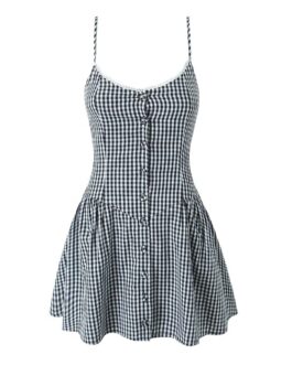 Plaid Suspender Skirt for Women Street Style Mid Waist Sleeveless Dress in Gray and Pink