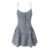 Plaid Suspender Skirt for Women Street Style Mid Waist Sleeveless Dress in Gray and Pink - Gray, S