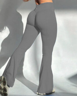 Yoga Rear Wrinkle Slim Fit Bell-bottom Pants Sports Quick-drying Sweat Absorbent Peach Hip Tight Pants