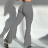Yoga Rear Wrinkle Slim Fit Bell-bottom Pants Sports Quick-drying Sweat Absorbent Peach Hip Tight Pants - Gray, S