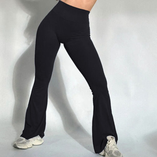 Yoga Rear Wrinkle Slim Fit Bell-bottom Pants Sports Quick-drying Sweat Absorbent Peach Hip Tight Pants - Image 4