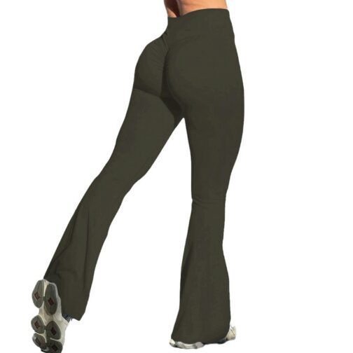 Yoga Rear Wrinkle Slim Fit Bell-bottom Pants Sports Quick-drying Sweat Absorbent Peach Hip Tight Pants - Image 5
