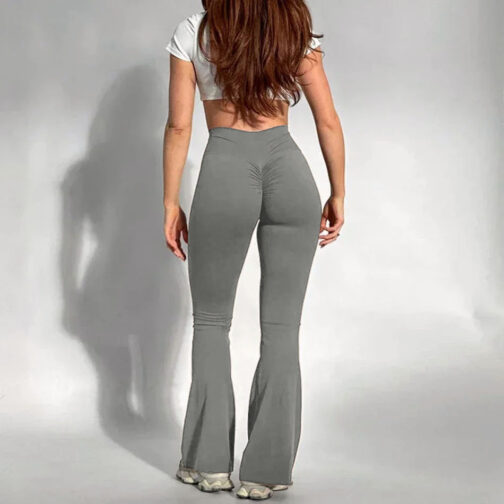 Yoga Rear Wrinkle Slim Fit Bell-bottom Pants Sports Quick-drying Sweat Absorbent Peach Hip Tight Pants - Image 3