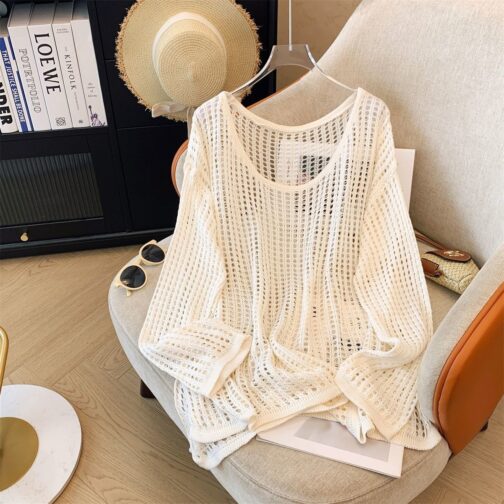 Flab Hiding Sun Protective Blouse Round Neck Design Long Sleeve Top - Image 7
