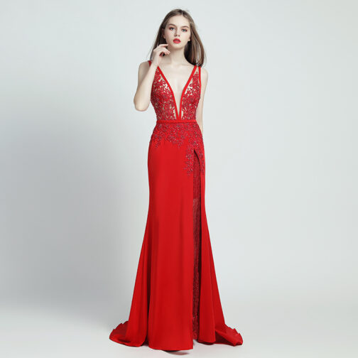 Lace Beaded Toast Dress Temperament Long Style - Image 8