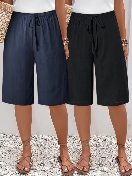 2PCs Plus Size WOMEN'S Shorts-casual Beach Pants - Image 7