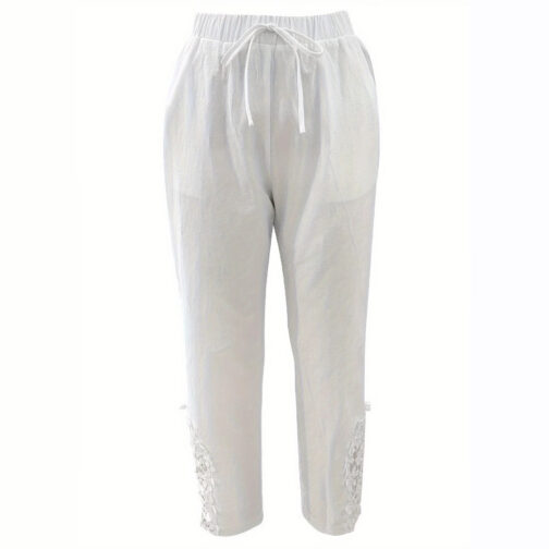 Women's Lace Stitching Drawstring Straight Casual Pants - Image 4