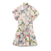 Floral Printed Silk Satin Texture Dress - Picture Color, S