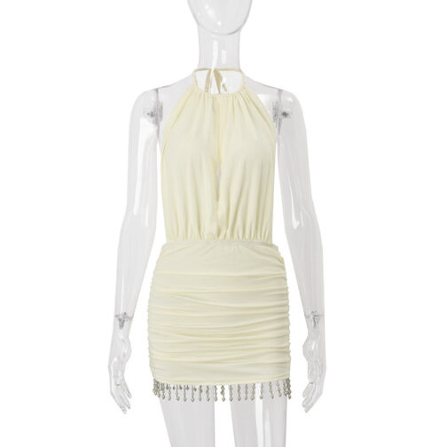 Sexy Backless Solid Color Slim Fit Short Hip-hugger Dress - Image 5
