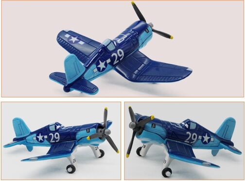 Blue toy airplane with number 29 visible.