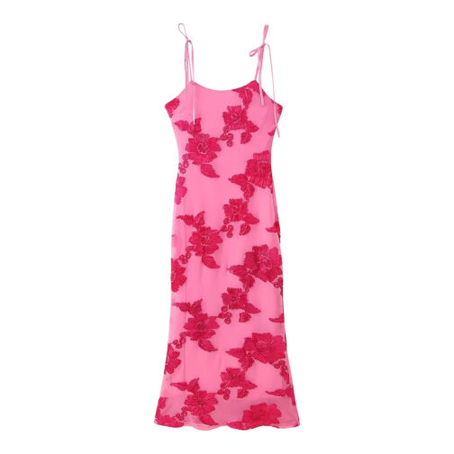 Women's Embroidered Sleeveless Straight Holiday Dress - Image 3