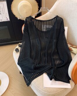 Flab Hiding Sun Protective Blouse Round Neck Design Long Sleeve Top