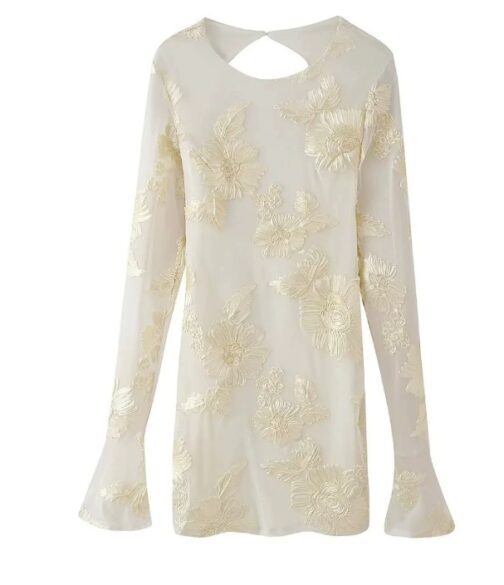 Women's Embroidered Sleeveless Straight Holiday Dress - Image 4