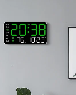 Large Digital Wall Clock Temp Date Week Display Remote Control USB Powered Table Clock Wall-mounted Dual Alarms LED Clocks
