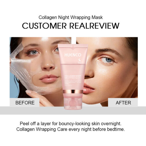 Before and after using collagen night mask.