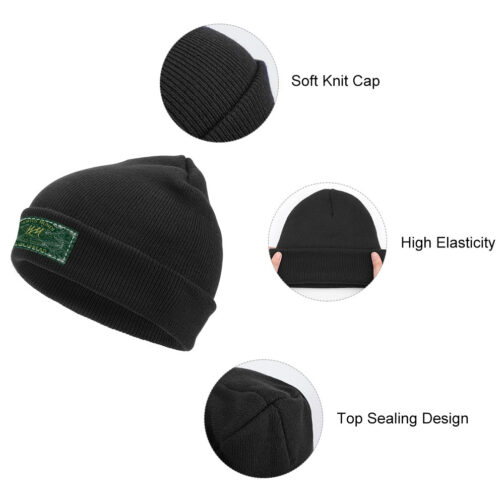 Black knit cap with high elasticity, top sealing design.