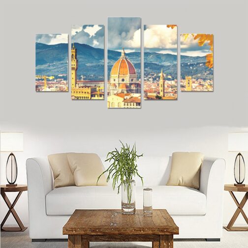 Living room with Florence wall art panels.