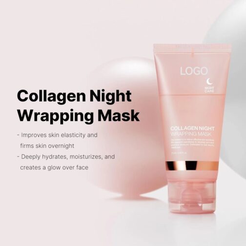 Collagen night mask for hydration and skin elasticity.